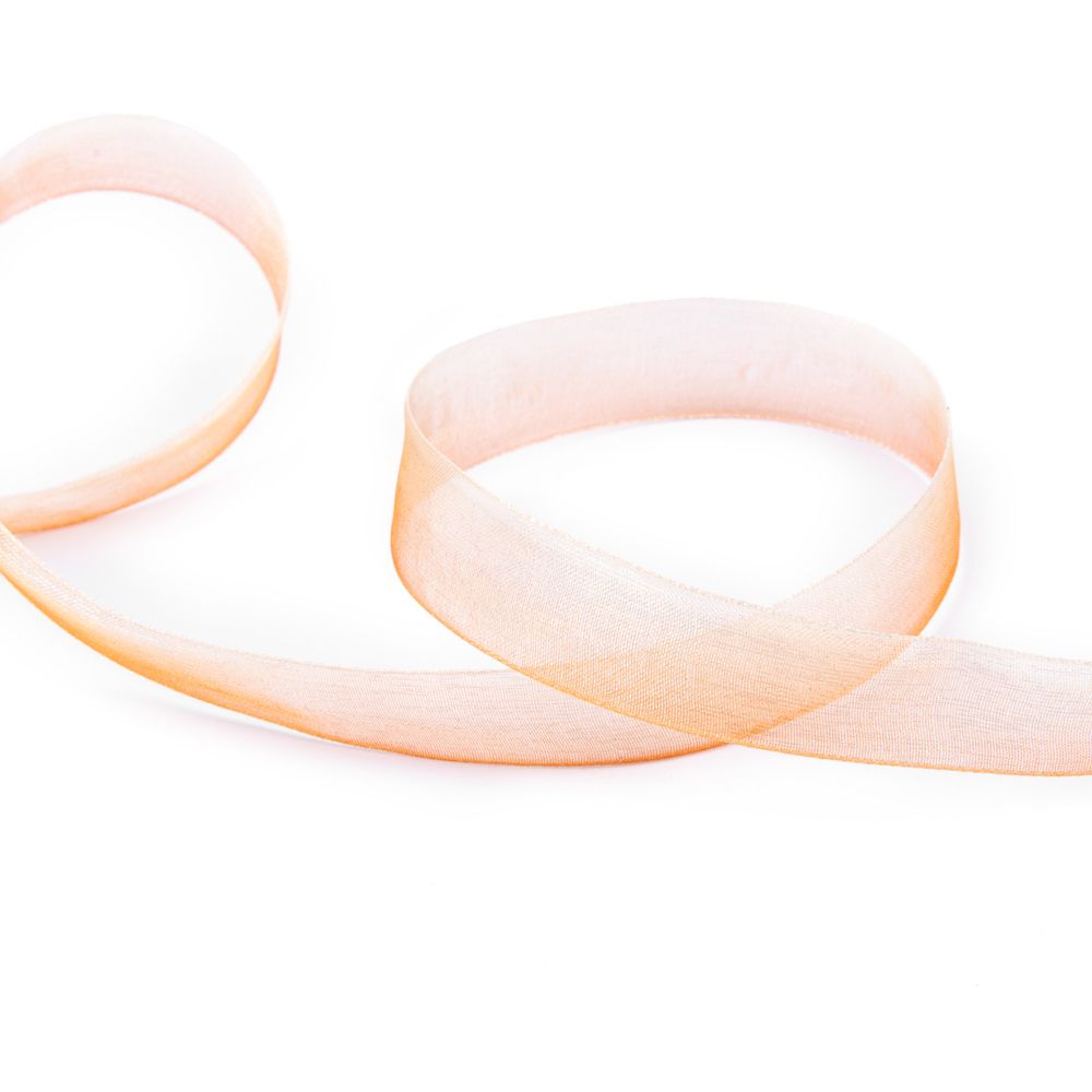 Лента капроновая (органза) двухцветная 15.0 мм / 22.5 метров, 001/021 белый/бл.оранжевый, Blitz ORP-15