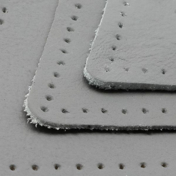 Набор заплаток пришивных из кожи, треугольник равностор. 4, 6 и 8см, с перфорацией, 3 шт (07 серый), 9406