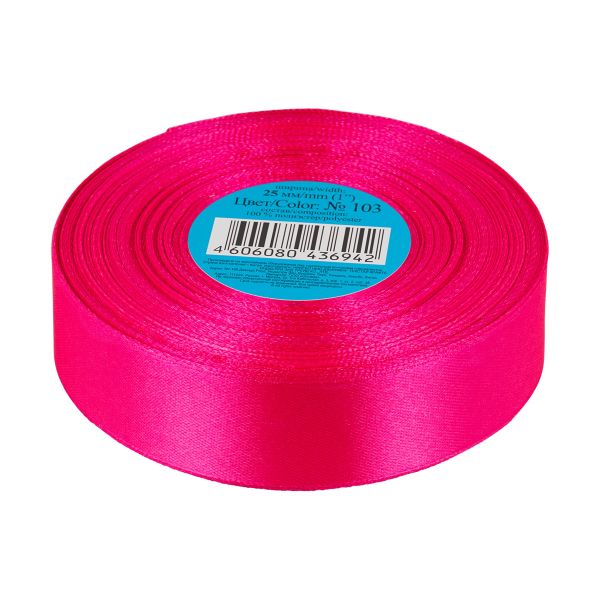 Лента атласная 1-сторонняя 25.0 мм / 33±2 метра, 103 малиновый, Gamma