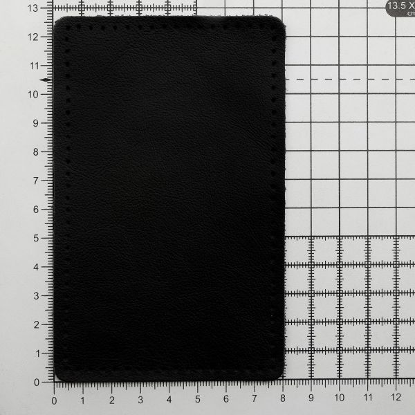 Заплатки пришивные из кожи, прямоугольник 8х12,7см с перфорацией, 2 шт, 100% кожа, 01 черный, 9123