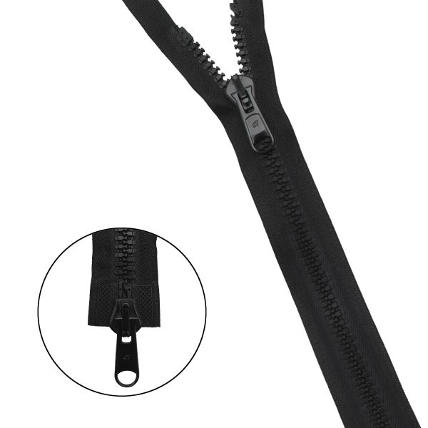 Молния трактор Arta Т8 (8 мм) 2 зам., разъем., 60 см, ОПТ. УП., 25 шт, 077 черный