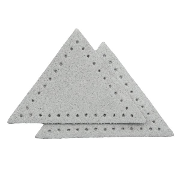 Заплатки пришивные из замши, треугольник равнобедр., стор.5см, с перфорацией, 2 шт, 100%кожа, 25 серо-белый, 59901