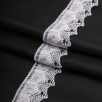 Кружево вязаное (тесьма) 37 мм / 3м, цв.белый+серый