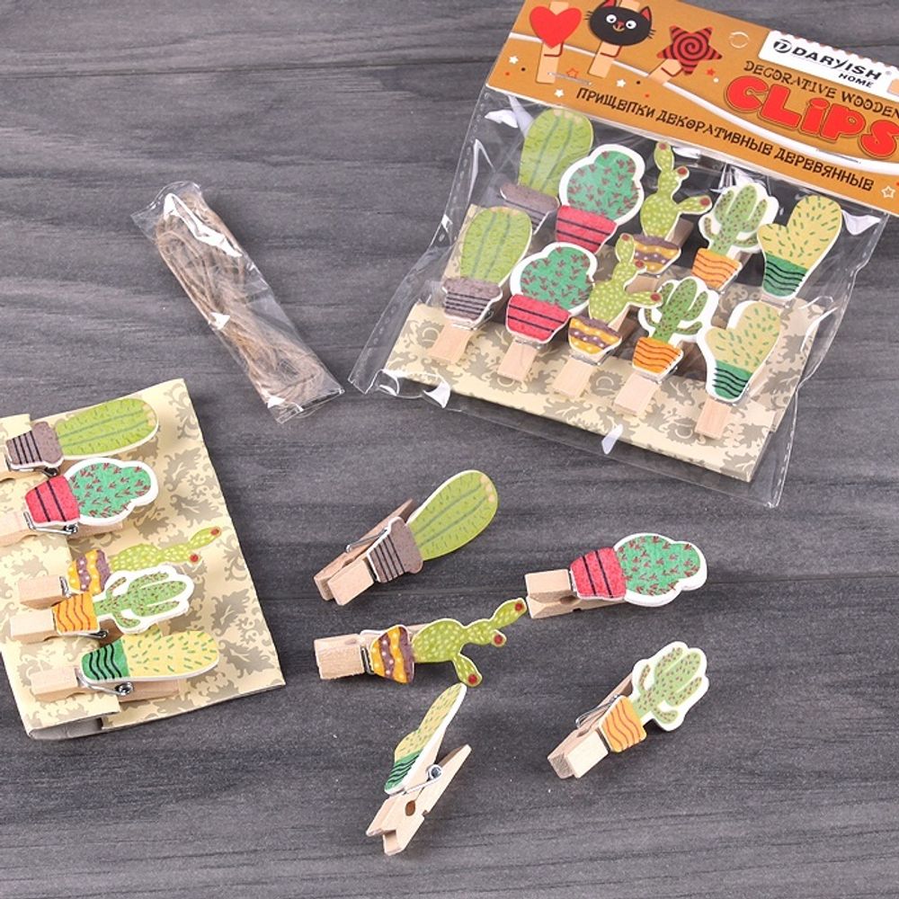 Прищепки декоративные деревянные 10 шт "Кактус"