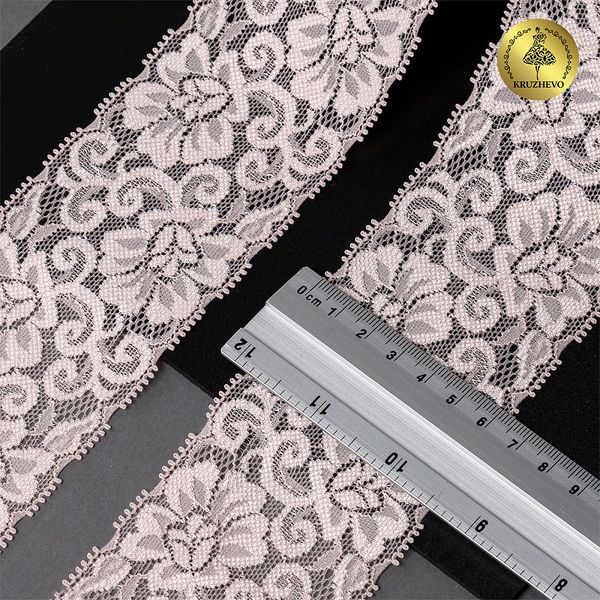 Кружево эластичное (стрейч) 65 мм / 3 метра, TBY.L840, цв.168/S185 серебристый пион