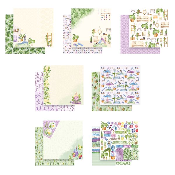 Набор бумаги для скрапбукинга 190 г/м², 20х20 см, 3х7 л, 03 Здоровые привычки, Mr.Painter PSR-O26