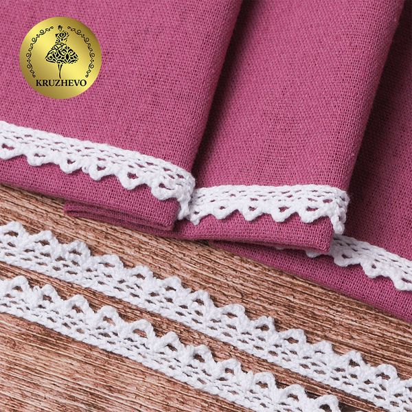 Кружево вязаное (тесьма) 10 мм / 10 метров, цв.02 белый, Kruzhevo