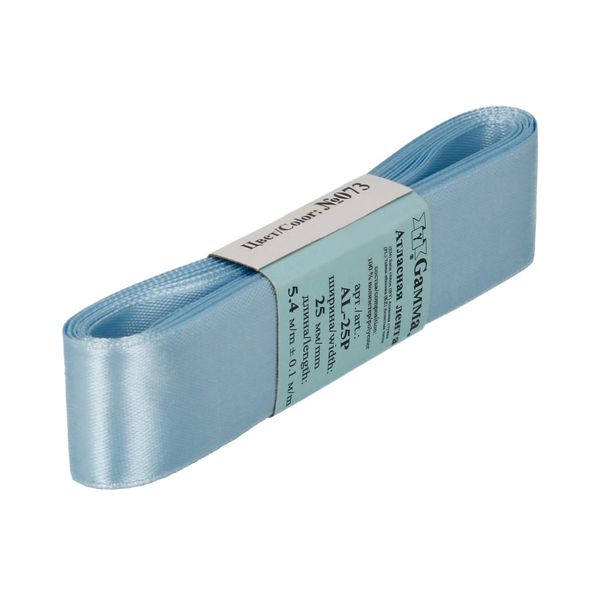 Лента атласная 1-сторонняя 25.0 мм / 5 шт по 5.4 метра, №073 бл.синий, Gamma AL-25P