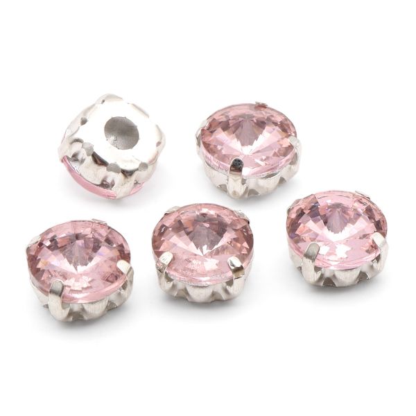 Хрустальные стразы в цапах круглой формы, розовый 10 мм, 5 шт. Astra&Craft, РЦ010НН10