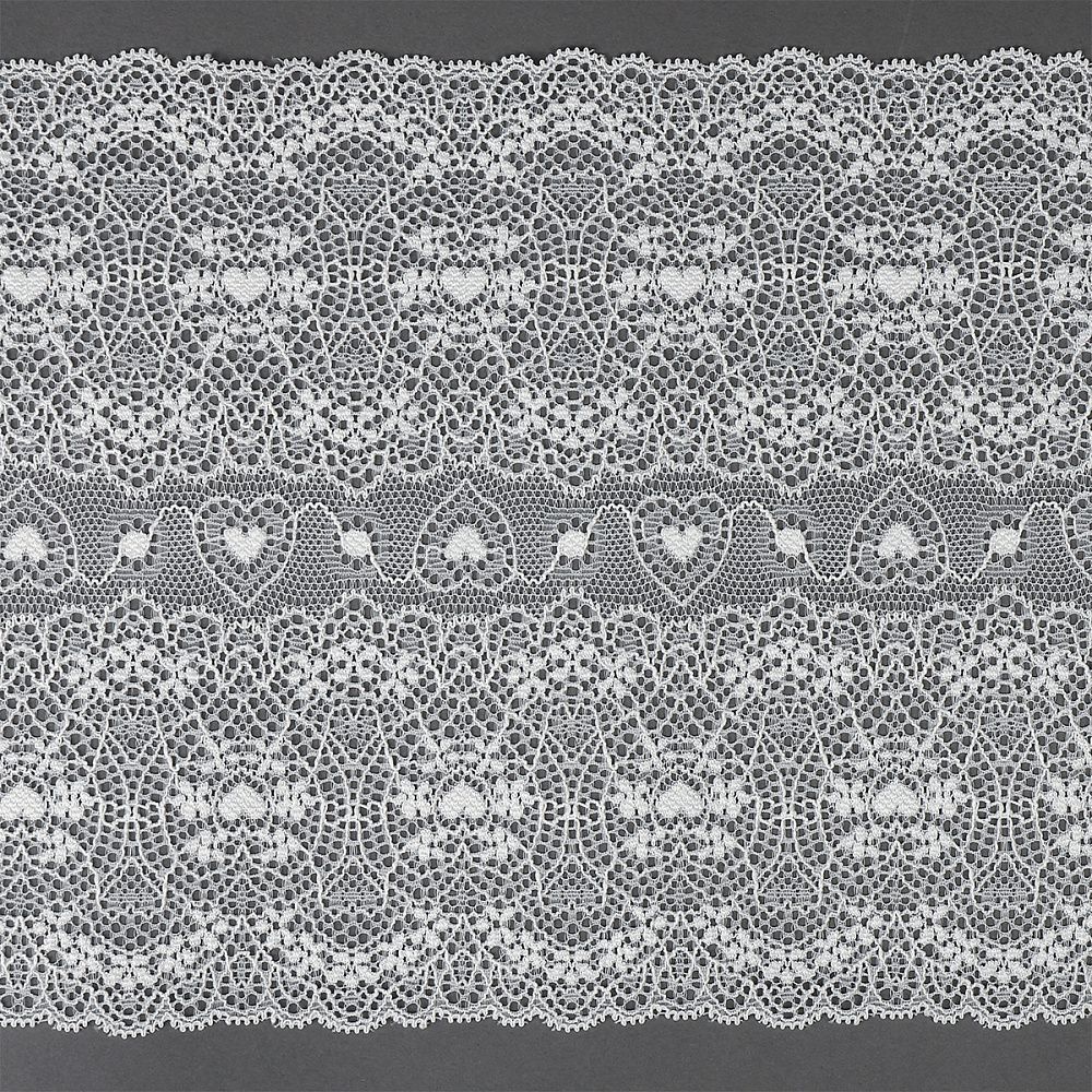 Кружево бельевое эластичное 185 мм / 18 м, 6185, цв.004 белый, Kruzhevo