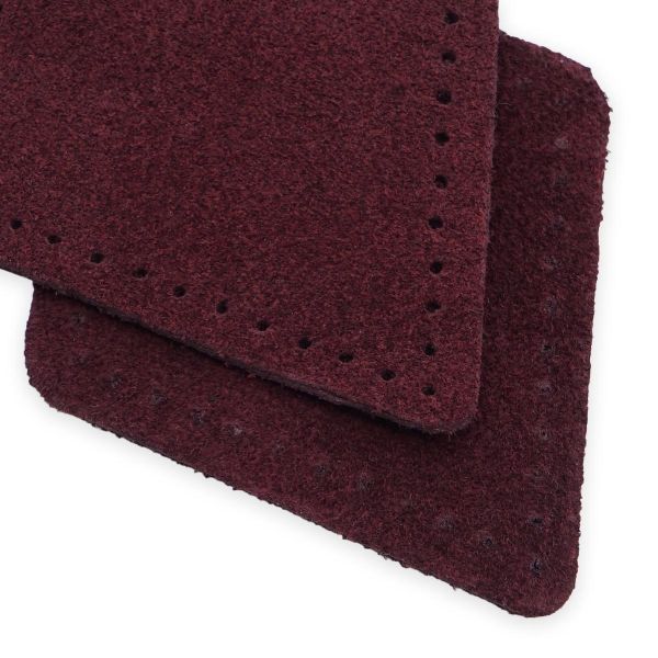 Заплатки пришивные из замши, ромб 6х8,4см с перфорацией, 2 шт, 100% кожа, 31 бордовый, 59115