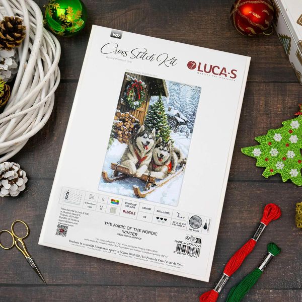 Набор для вышивания нитками Luca-S B722, Волшебство Северной зимы 32х48см