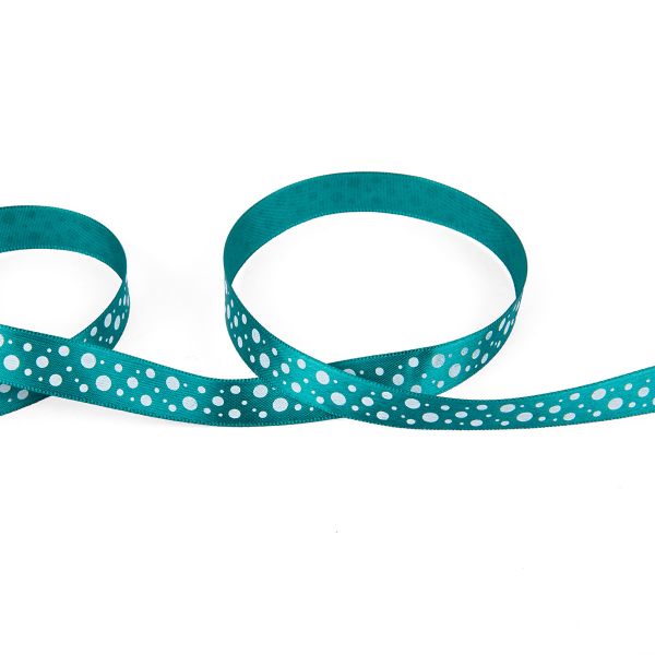 Лента атласная с рисунком 12.0 мм / 22.8 метров, R 092/001 т.зеленый/белый, Gamma ALP-121