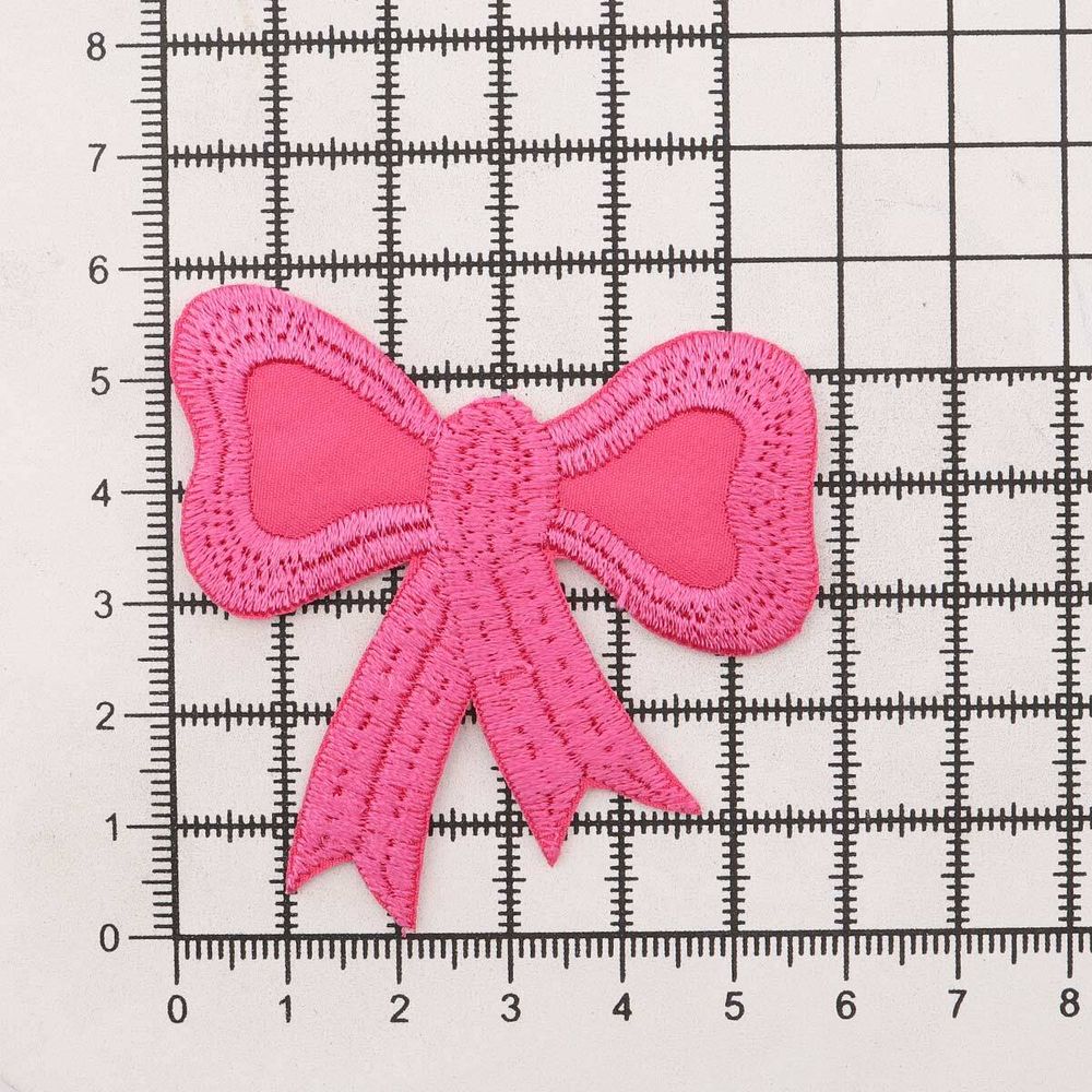 Термоаппликация Бант, 60х57мм 10 шт (ярко-розовый), 12786