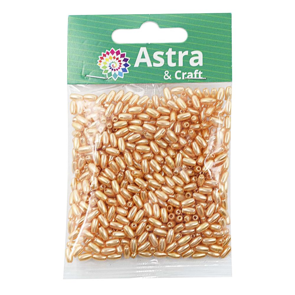 Бусины пластик (жемчуг) 3х6 мм, 15 г, Astra&Craft, J534 карамель