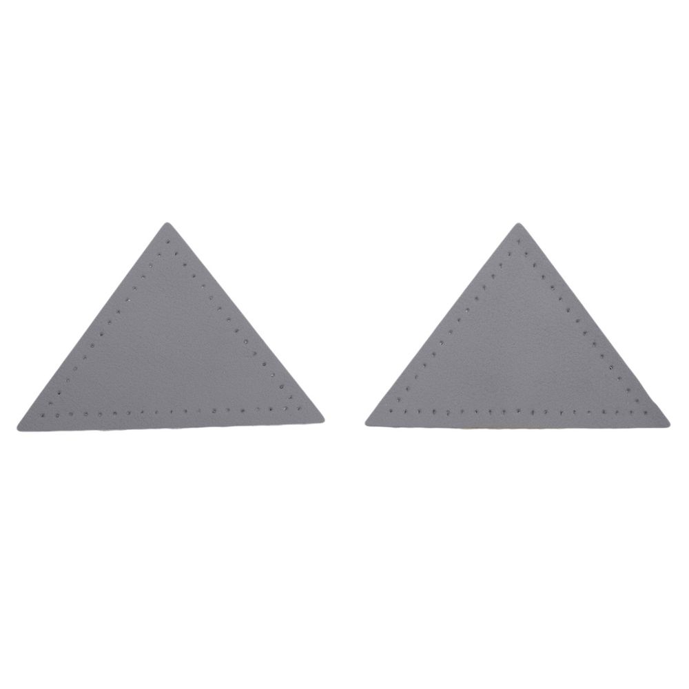 Заплатки пришивные из кожи, треугольник равнобедр., стор. 8см, с перфорацией, 2 шт, 100% кожа, 07 серый, 9903