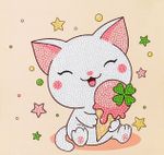 Алмазная (кристальная) мозаика Фрея ALBP-326, постер Котенок с мороженым, 20х20 см