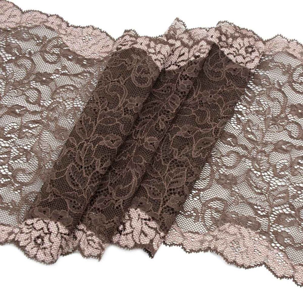Кружево бельевое эластичное 235 мм / 10 м, коричневый