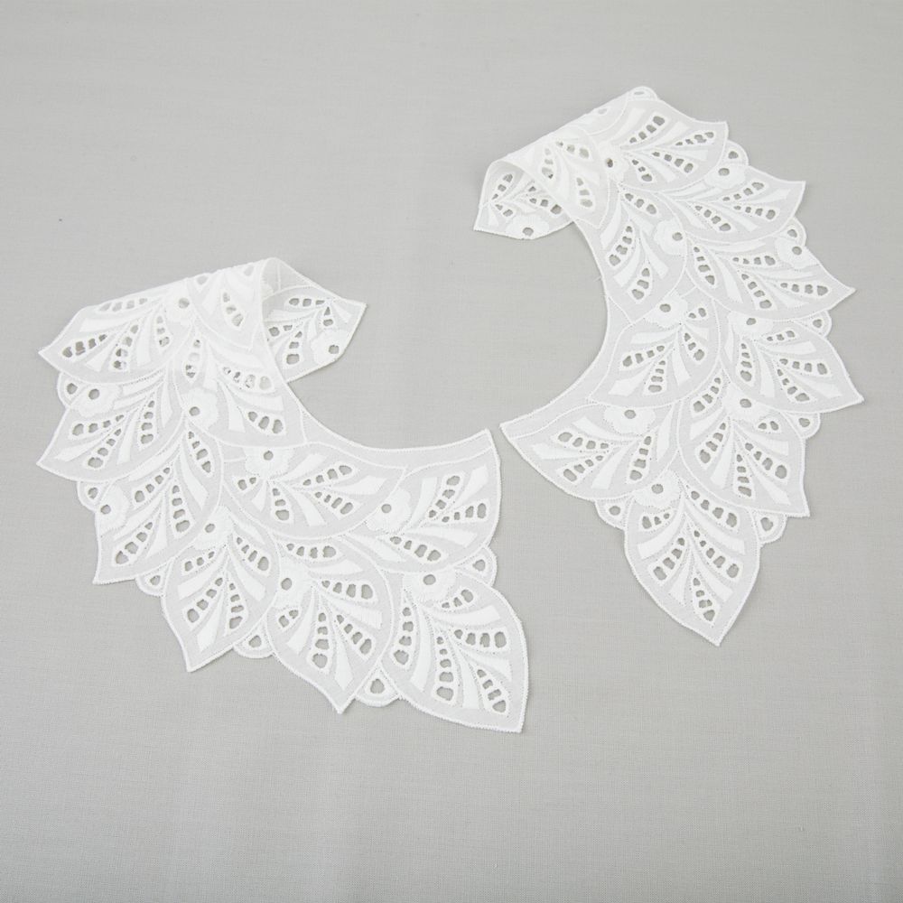 Пришивной кружевной воротник шитьё 120 мм, 5 пар Турция, натуральный, Gamma VYEM-28-02