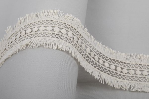 Кружево гипюр (плетёное) 50 мм / 10 м, льняной, Gamma GGM-5001