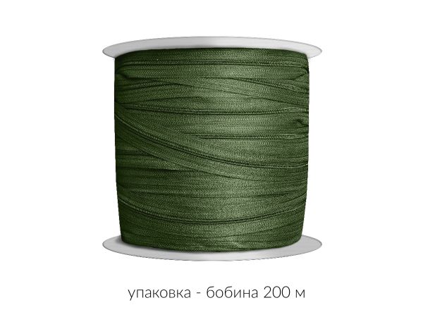 Молния рулонная витая (спираль) Т3 (3 мм), УСИЛЕННАЯ, НА БОБИНЕ, S-879 хаки (цв.SBS) / 200 метров