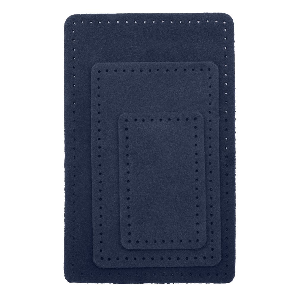 Набор заплаток пришив. из замши, прямоуг-к 4х6,4см, 6х9,6см, 8х12,7см, с перфорацией, 3 шт (22 темно-синий), 59403