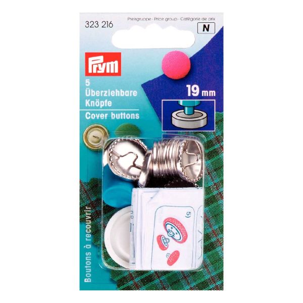 Пуговицы обтяжные с инструментом, 19мм, 5 шт, Prym
