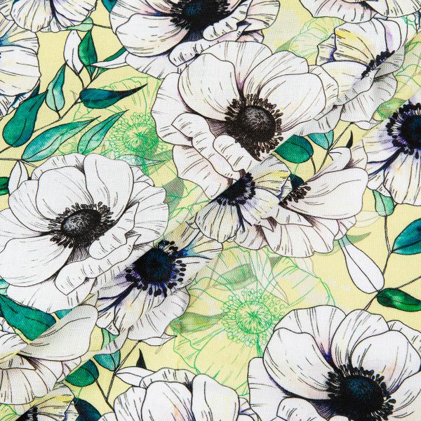 Ткань для пэчворка Peppy Цветущие анемоны 50х55 см, 140±5 г/м², ЦА-04 желтый