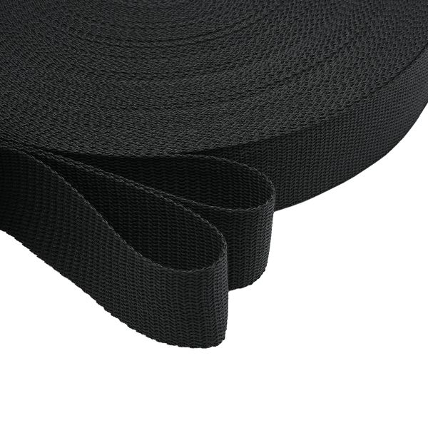 Стропа (ременная лента) 40 мм / 50 метров, толщ. 1.0 мм, [22 г/пог.м], 100% п/э, 0 черный