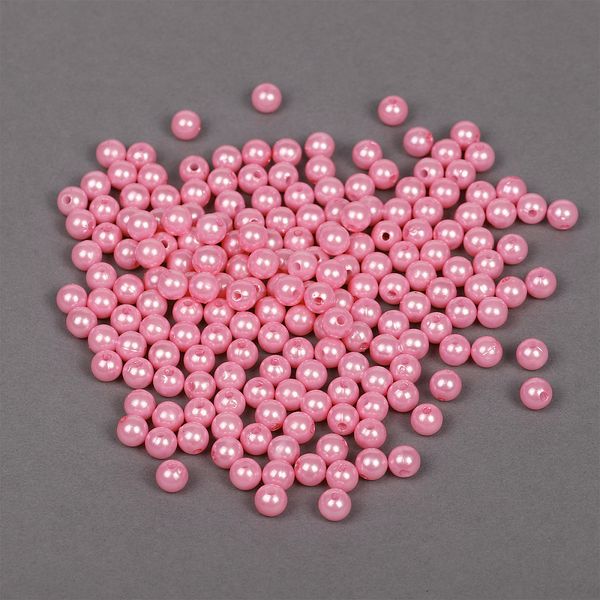 Бусины пластик (перламутр) ⌀8 мм, цв.015 розовый, уп.500г (2130шт), Magic4Hobby