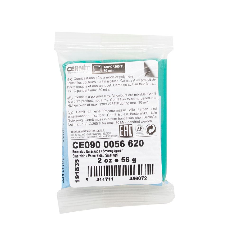 Полимерная глина Cernit №1 запекаемая, классическая 56-62 гр, 620 изумрудный