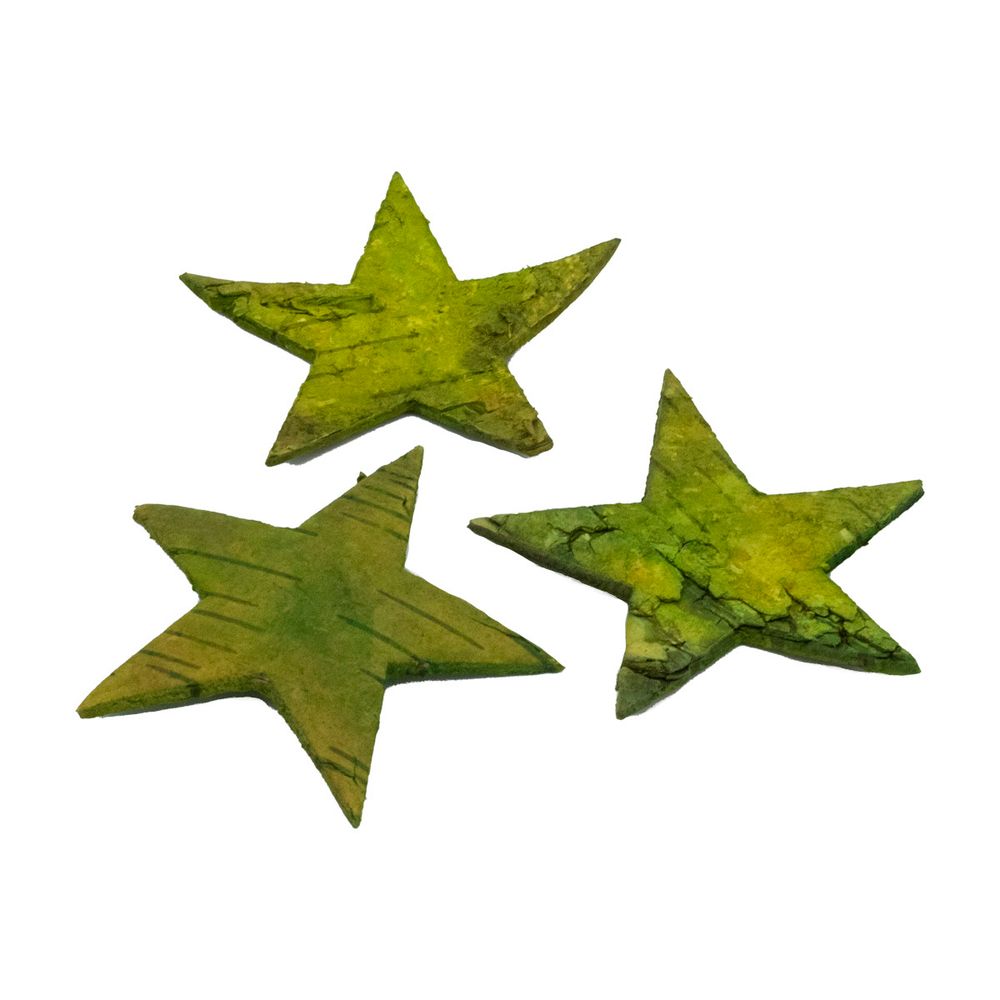 Декоративные элементы из коры дерева &quot;Звезда&quot;, 7см, 12шт/уп, зеленый