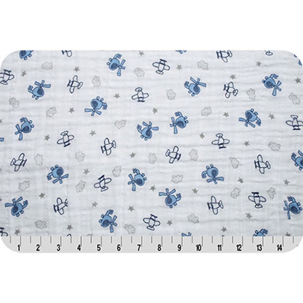 Ткань для пэчворка Peppy Embrace (марлевка), отрез 100х125 см, 120 г/м², sky captain sky, Shannon Fabrics