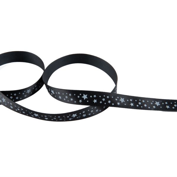 Лента атласная с рисунком 12.0 мм / 22.8 метров, Z 113/001 черный/белый, Gamma ALP-121