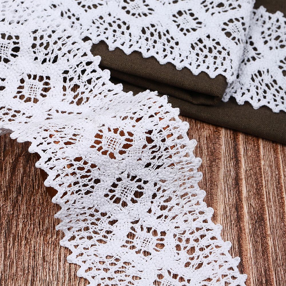 Кружево вязаное (тесьма) 75 мм, цв.белый, уп.10 м, Kruzhevo