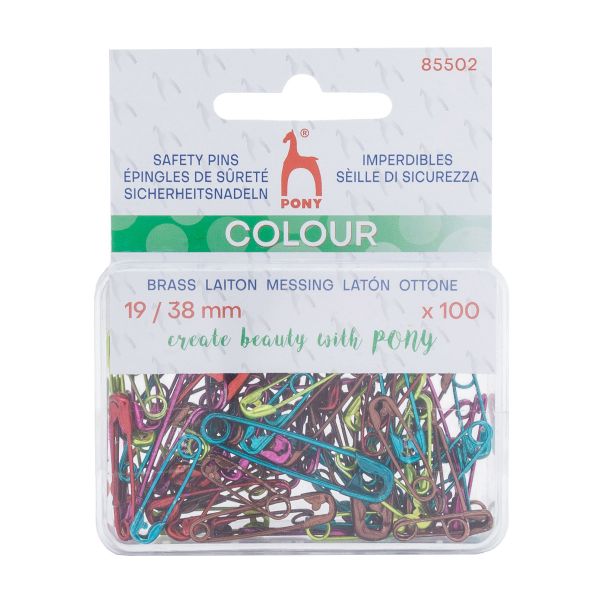 Булавки английские l=19 мм / l=38 мм, латунь, цветные, 100 шт, Pony, 85502