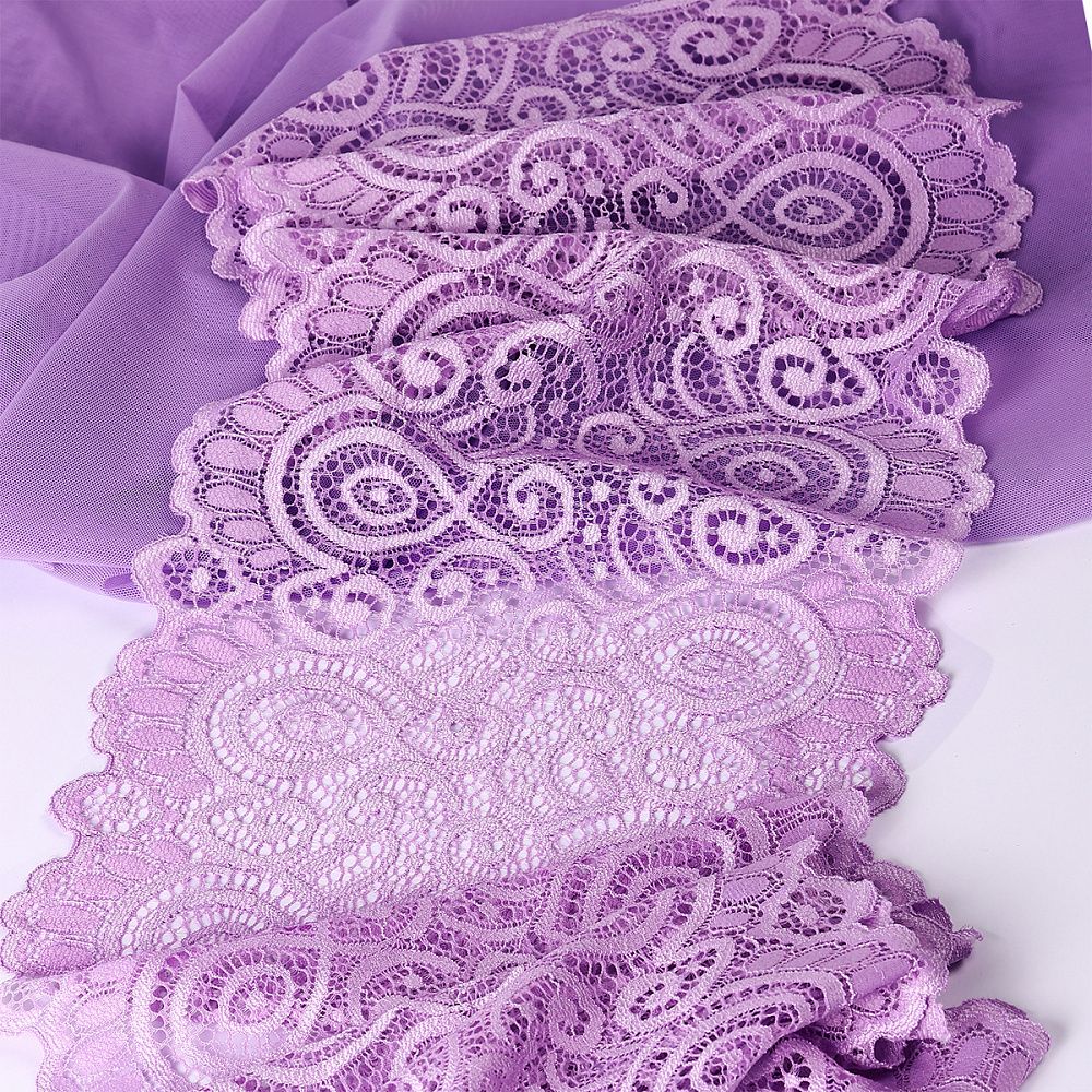Кружево бельевое эластичное 180 мм / 3 м, TBY.L1351, цв.L1566 лаванда, Kruzhevo