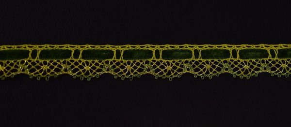 Кружево вязаное (тесьма) 16 мм цв.зеленый Mauri Angelo, 20 метров, 1959/26GT/3VE95