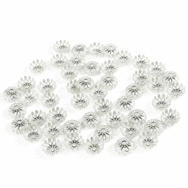Шапочка для бусин, 8х4 мм, 50 шт/уп, серебро