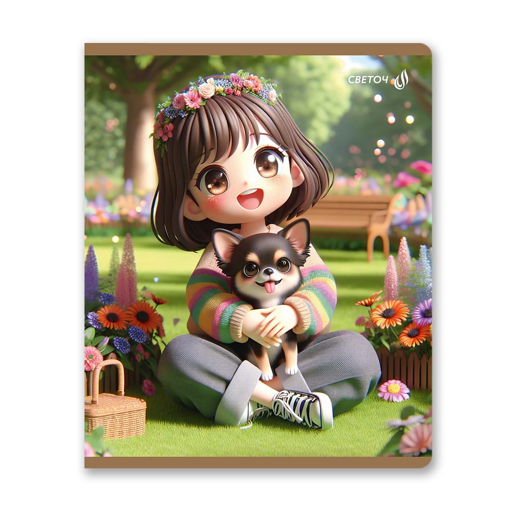 Тетрадь ученическая общая, глянцевый сплошной лак A5+ 48 л. на скобе 65 г/м², белизна 100 %, 10 шт, клетка, 01114 Микс-Чудное мгновенье, Светоч Т71