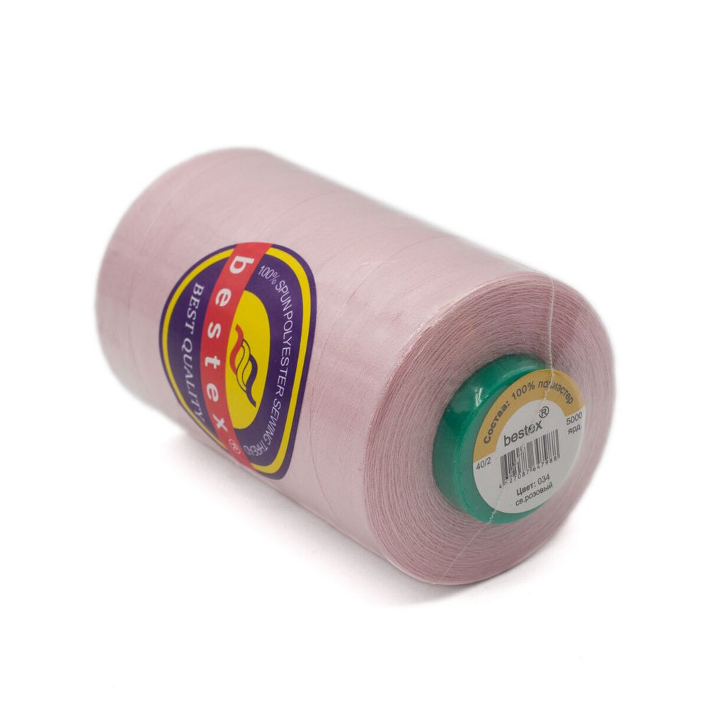 Нитки универсальные Bestex 40/2, 4570 м (5000 ярд) / 1 кат., 034 светло-розовый