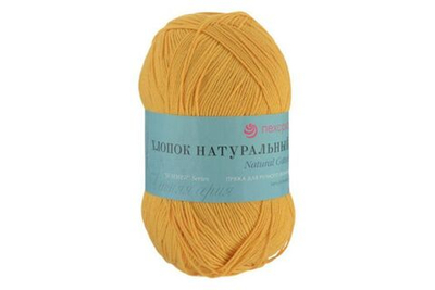 Пряжа Пехорка Хлопок натуральный Кабле / уп.5 мот. по 100 г, 425м, 12 Желток