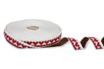 Лента (тесьма) жаккардовая 18.0 мм / 25±1 метров, Орнамент для северных народов, рис 7052 белый-красный-зеленый, Gamma С3771