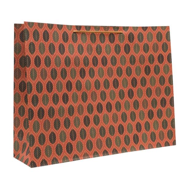 Пакет подарочный крафтовый Листики, 50х13х38см, 170 г/м², 12 шт