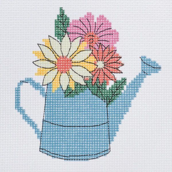 Набор для вышивания нитками Hobby&Pro Kids, Лейка с цветами 19х18 см