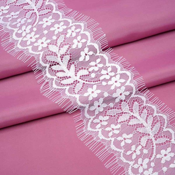 Кружево шантильи (реснички) на сетке 80 мм, белый, 15 м