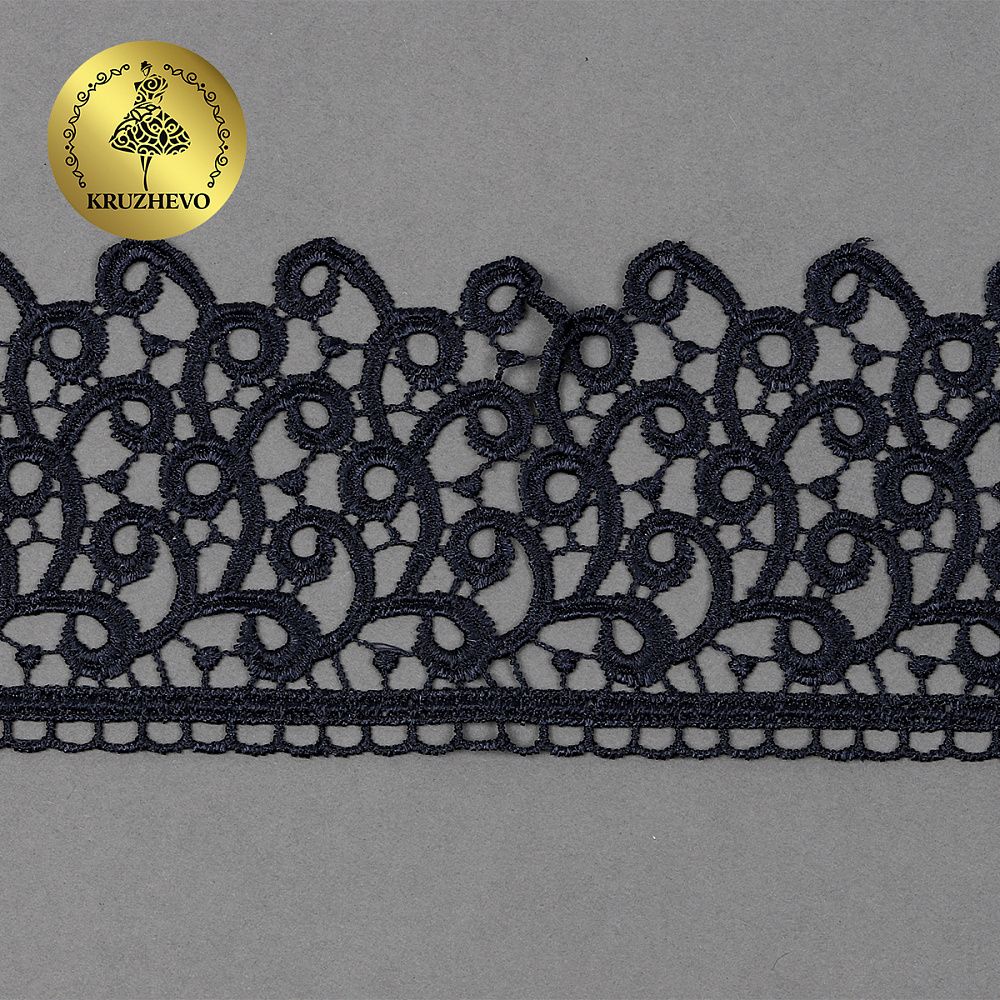 Кружево гипюр (плетёное) 80 мм, TR.8G8386, 01 т.синий, 12м, Kruzhevo