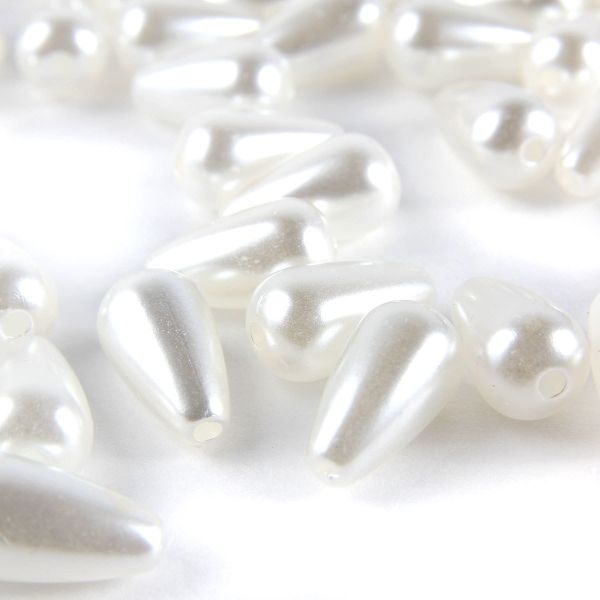 Бусины пластик (жемчуг) 13х7 мм, 80 шт, Astra&Craft, белый