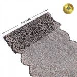 Кружево бельевое эластичное 240 мм / 25 м, 40992, цв.168 серебристый пион+черный, Kruzhevo