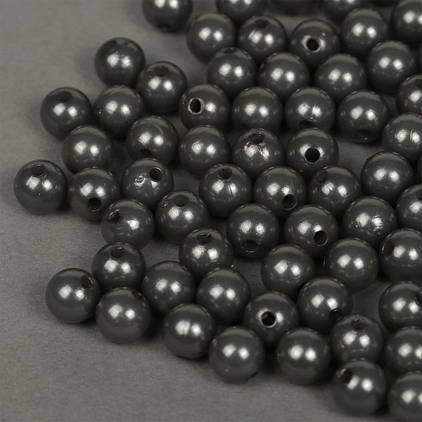 Бусины пластик (перламутр) ⌀10 мм, цв.029 серый, уп.50г (96 шт), Magic4Hobby